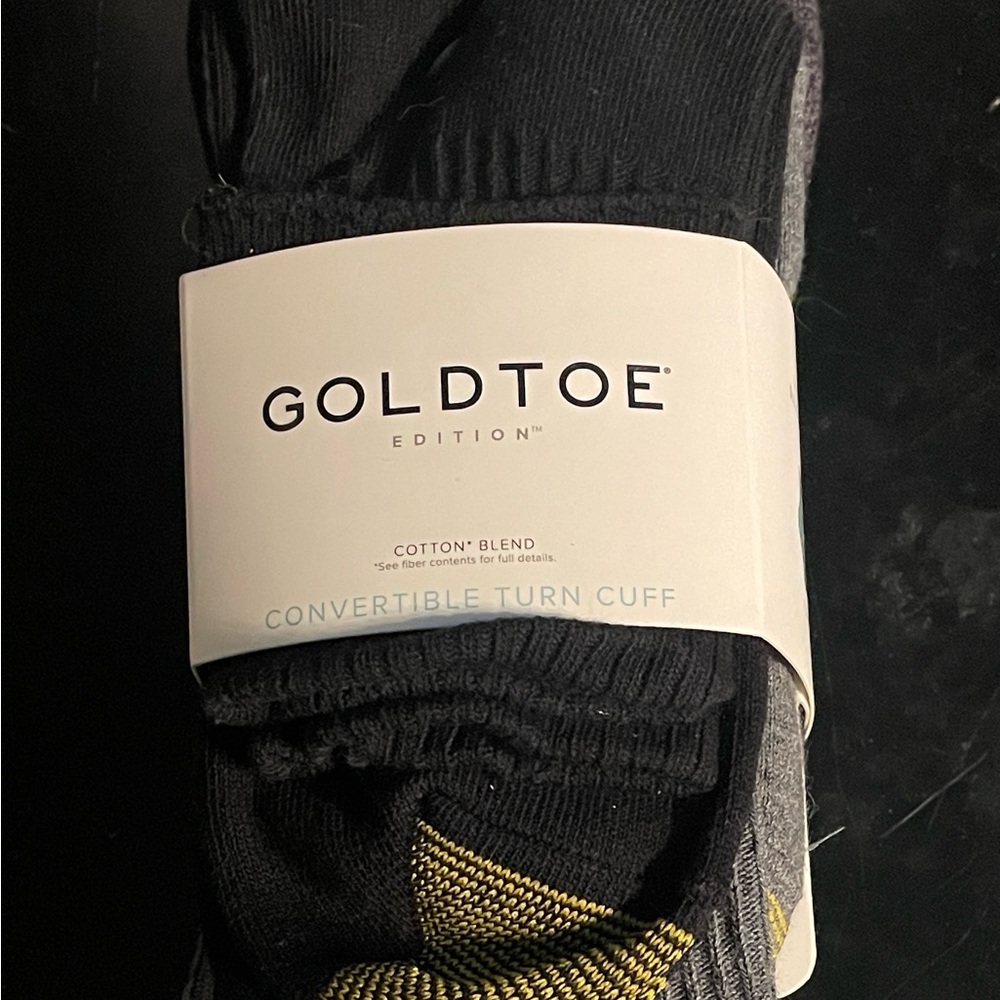 Gold Toe Black Women’s Convertible Turn Cuff Dress Socks with Gold Accent